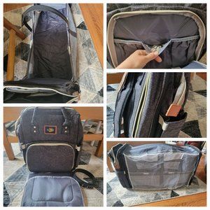 Diaper Bag Backpack Folding Bassinet/ Changing station Grey
